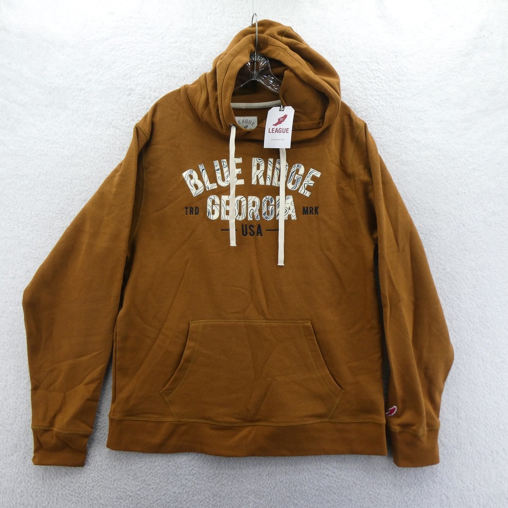 League Hoodie Women Large Blue Ridge Georgia Brown Vintage Y2K Deadstock Fleece